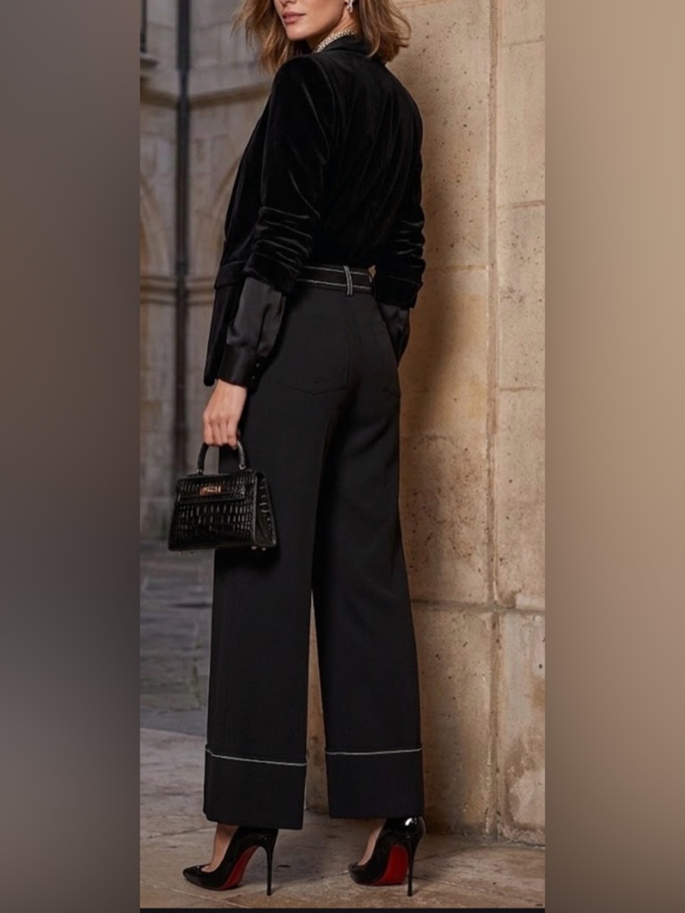 Zara Women's Wide Leg Dress Pants With Contrasting Topstitching - Picture 2 of 12